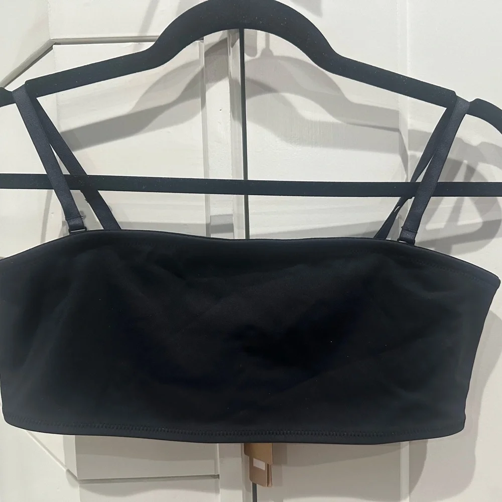 SKIMS Black Strapless Bandeau Bikini Top